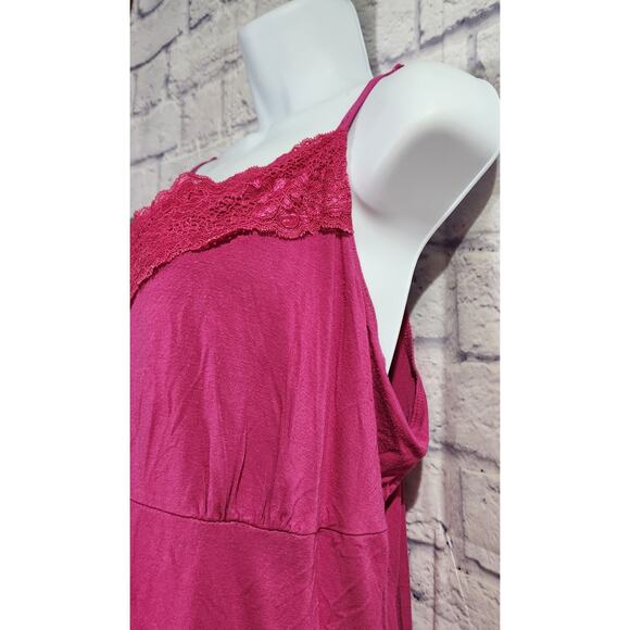 Pink Fuchsia Lace Detail Adjustable Spaghetti Strap Tank Top 22 24 Lightweight - Picture 4 of 5